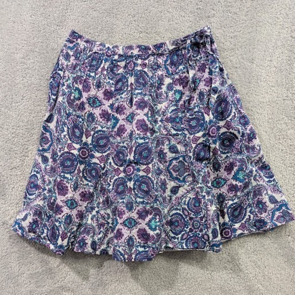 Valerie Stevens‎ A-line Skirt Women's Size 12 Purple Paisley Lined Side Zip